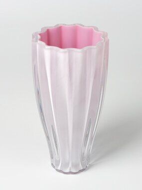 Kosta Boda RARE VINTAGE Ann Wahlstrom Hot Pink Crystal Art Glass Vase, H-10"
